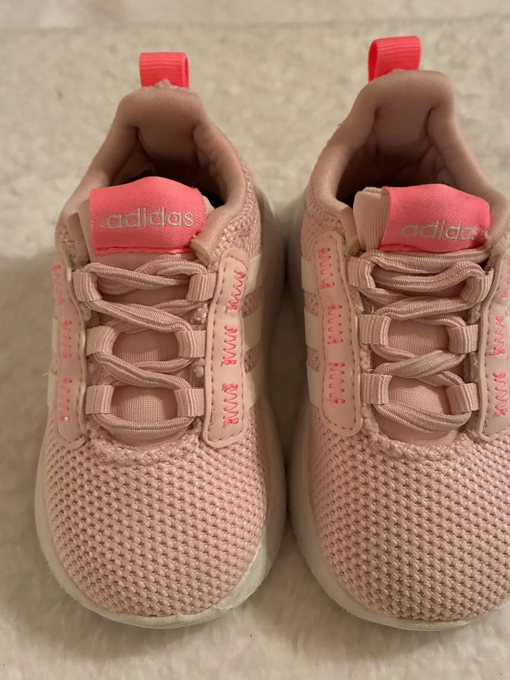 adidas Racer TR21 Toddler Baby Size 4 Pink White Slip-on Sneakers
